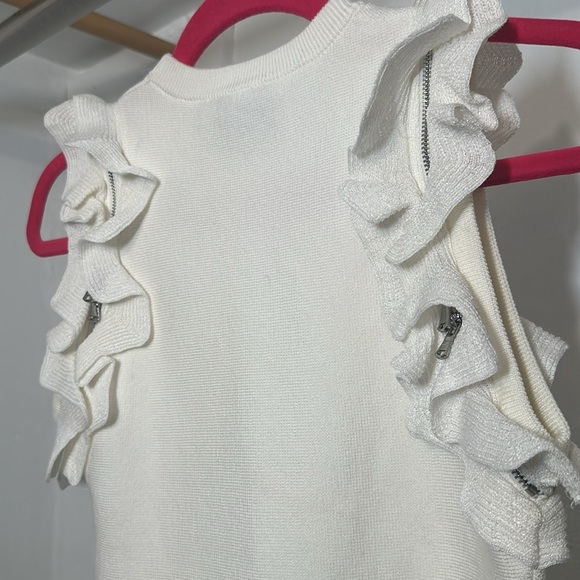 3.1 Phillip Lim Solid Ruffle Tank W Zippers Size XS White NEW WITH TAGS - Picture 10 of 13
